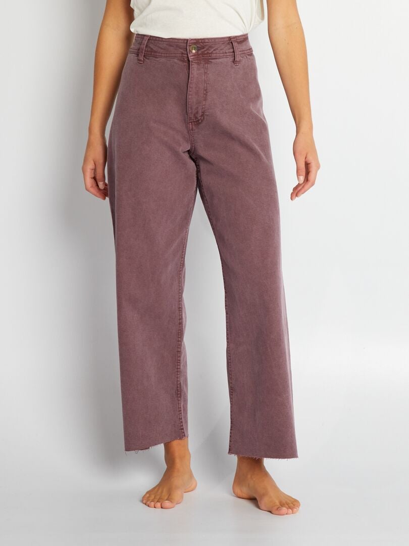 Pantaloni Larghi Wide Leg Cropped Viola Kiabi