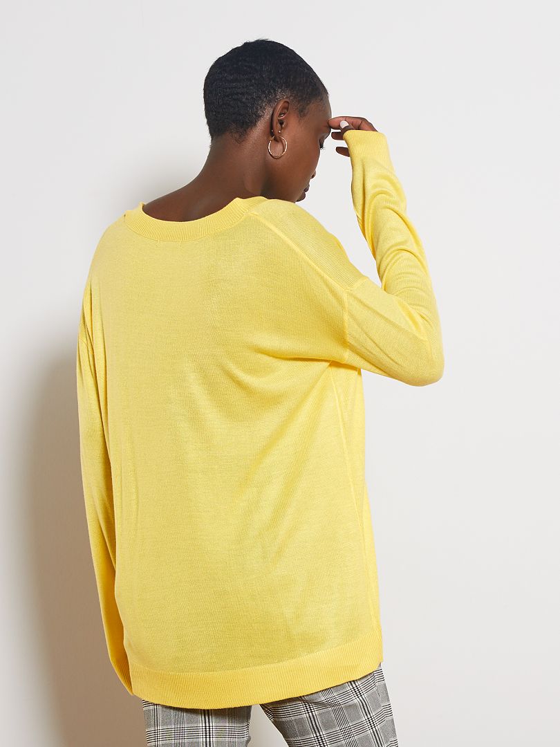 Pullover Oversize Scollo A V Giallo Kiabi