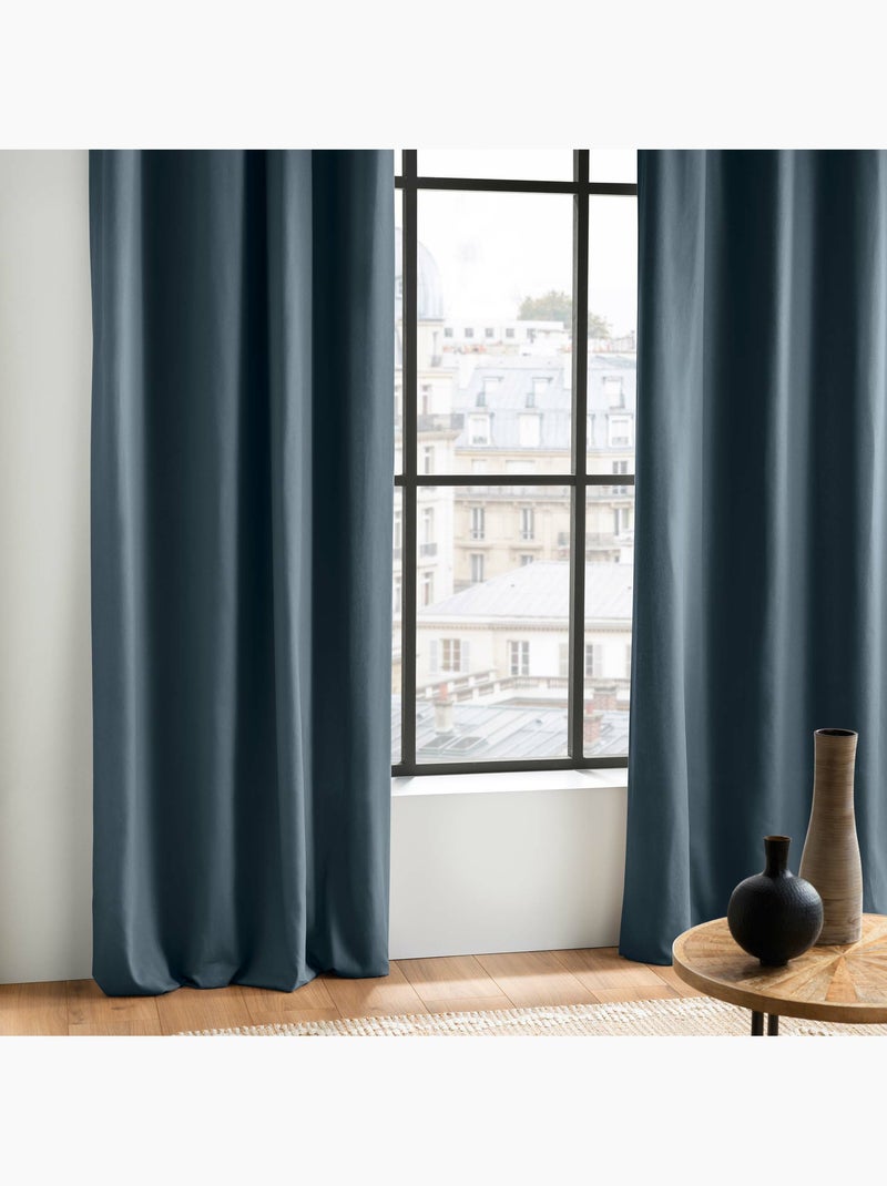 100% cotone Panama, tenda ad occhielli Blu scuro - Kiabi