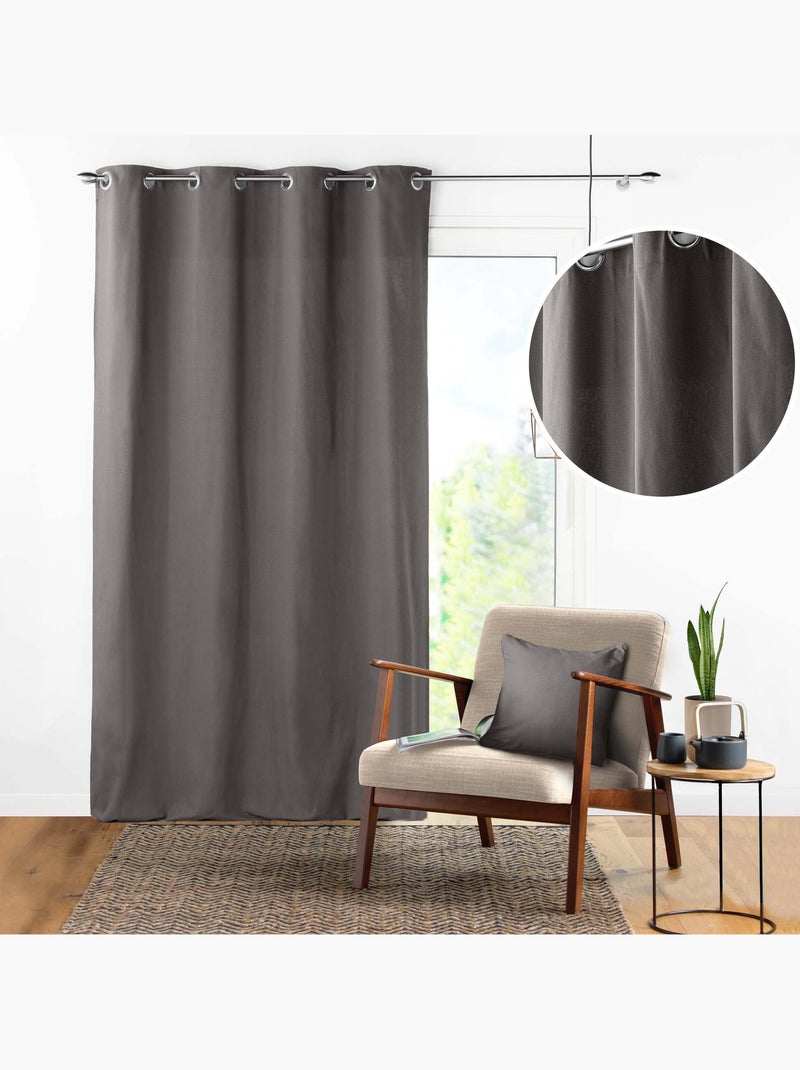 100% cotone Panama, tenda ad occhielli Tortora - Kiabi