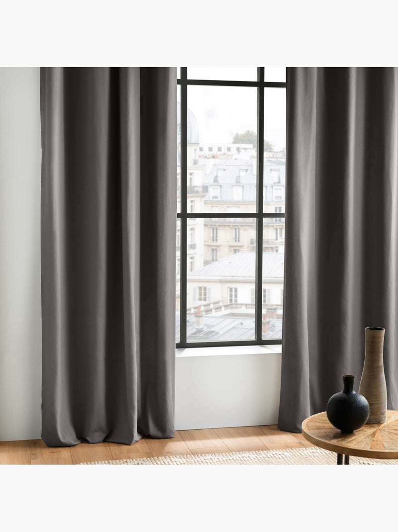 100% cotone Panama, tenda ad occhielli Tortora - Kiabi
