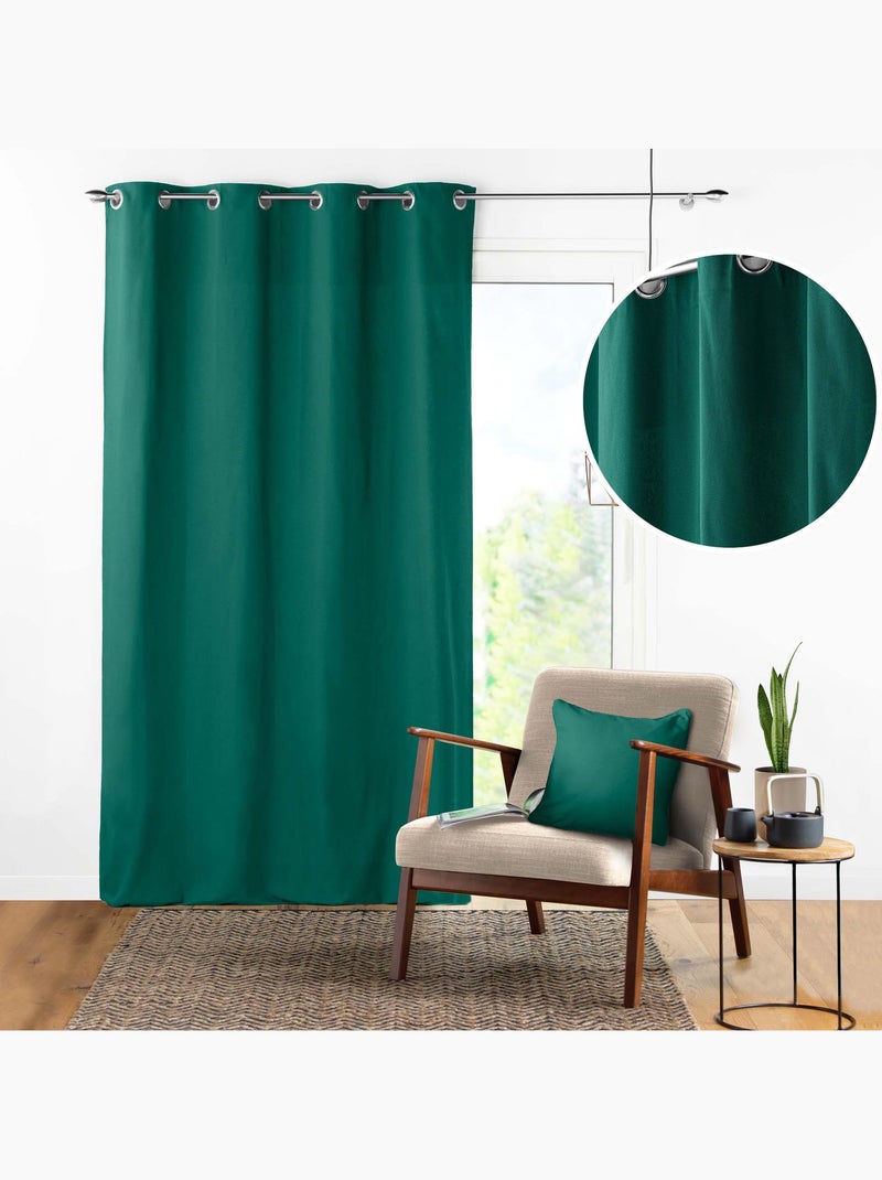 100% cotone Panama, tenda ad occhielli Verde smeraldo - Kiabi