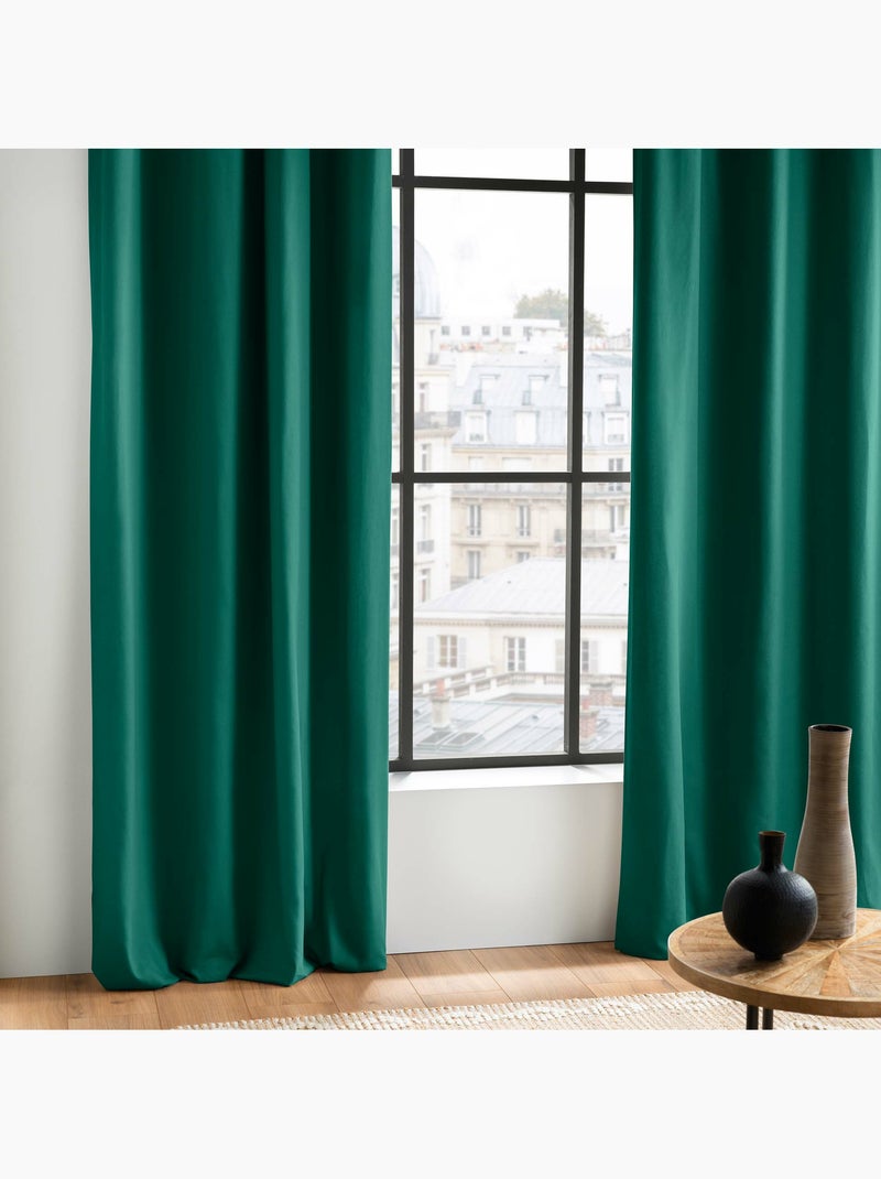 100% cotone Panama, tenda ad occhielli Verde smeraldo - Kiabi