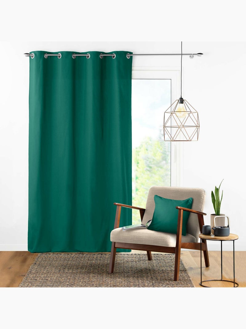 100% cotone Panama, tenda ad occhielli Verde smeraldo - Kiabi