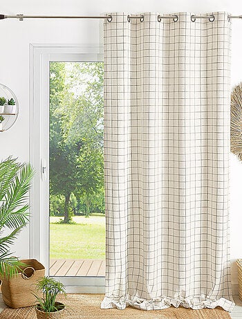 100% cotone tenda a quadri beige LOURMARIN