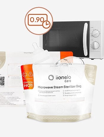 16 sacchetti sterilizzanti riutilizzabili LIONELO - adatti al microonde - per biberon e accessori
