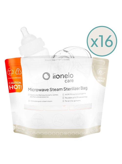 16 sacchetti sterilizzanti riutilizzabili LIONELO - adatti al microonde - per biberon e accessori - Kiabi
