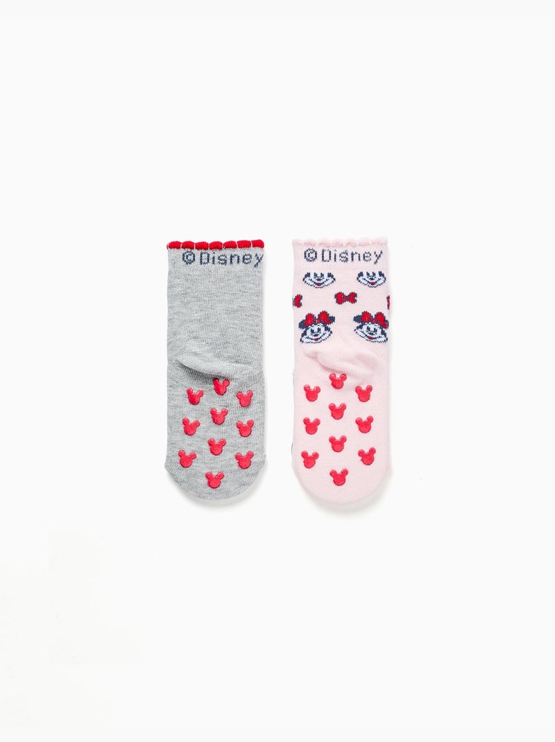 2 Calzini antiscivolo con stampa minnie Grigio rosa - Kiabi