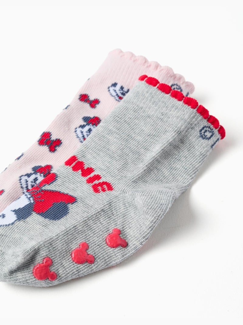2 Calzini antiscivolo con stampa minnie Grigio rosa - Kiabi