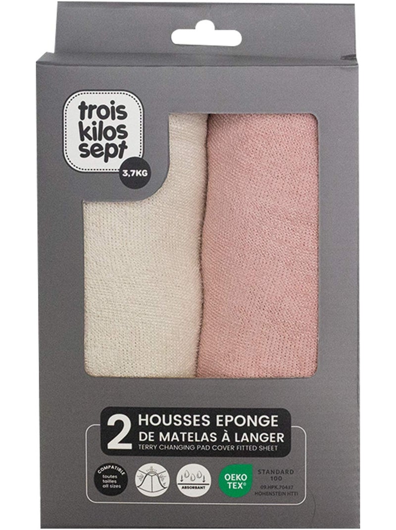 2 copri-materassini fasciatoio pack 2 colori Rosa pallido - Kiabi