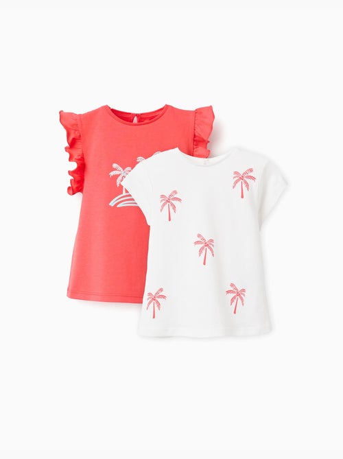 2 magliette in cotone stampate con palme - Kiabi
