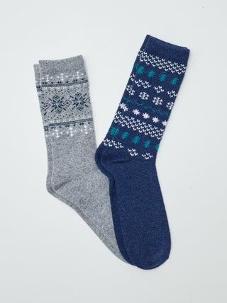 2 paia di calzini con motivo jacquard