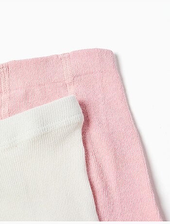 2 Paia di collant a coste/jacquard
