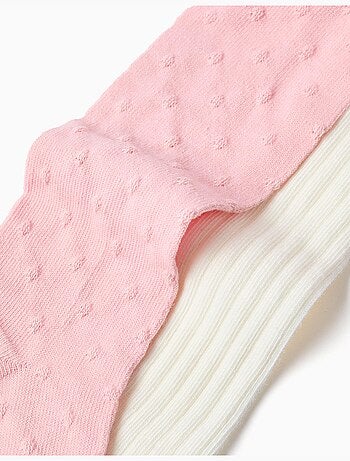 2 Paia di collant a coste/jacquard