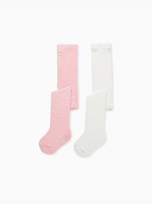 2 Paia di collant a coste/jacquard - Kiabi