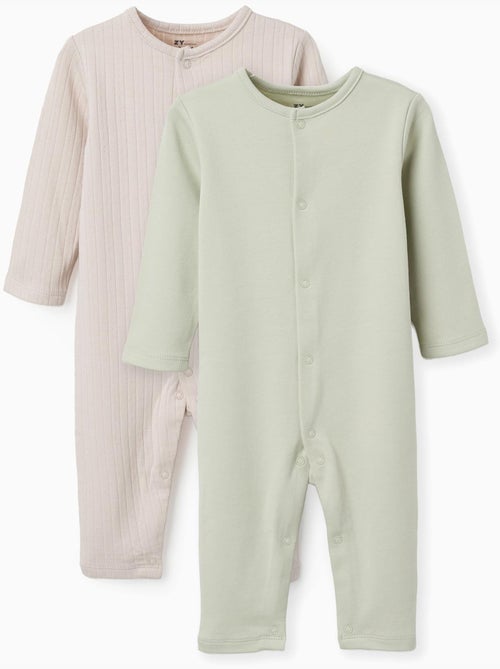 2 Tutina in cotone a coste/lisci - Kiabi