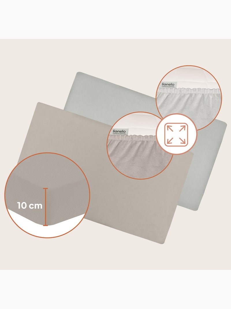 2 x Lenzuola con angoli in bambù per lettino - LIONELO - Lettino da viaggio - 120 x 60 cm - Universa Beige/Bianco - Kiabi