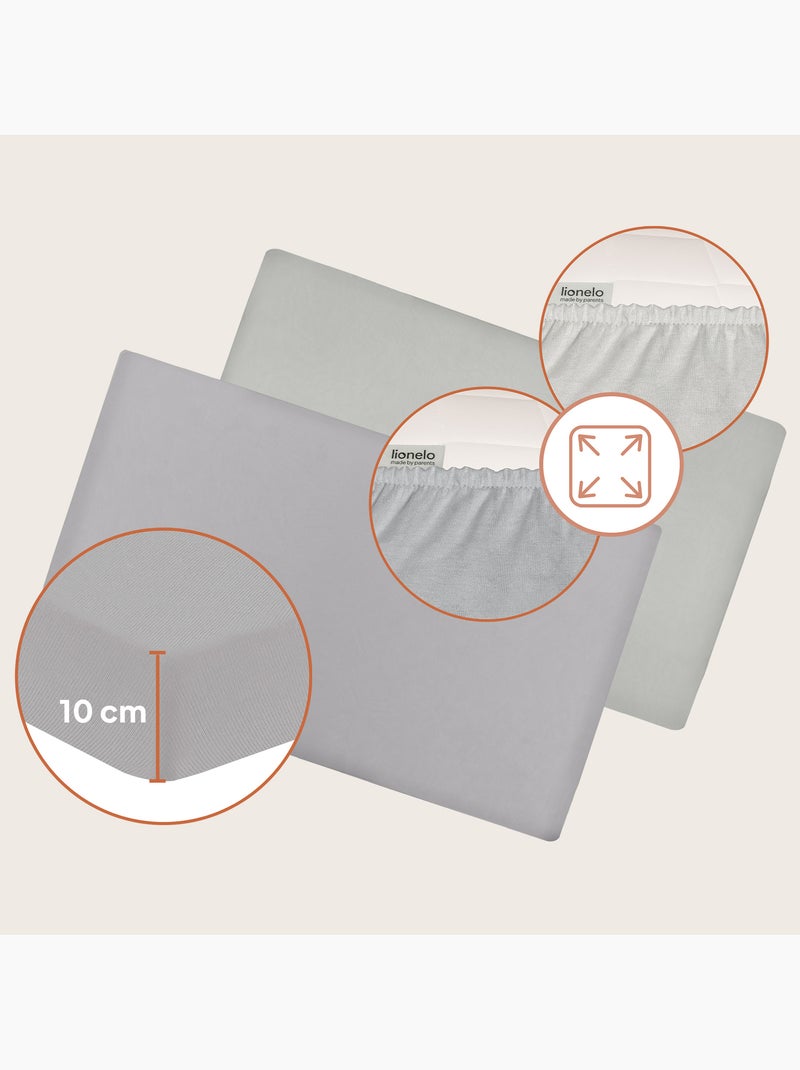 2 x Lenzuola con angoli in bambù per lettino - LIONELO - Lettino da viaggio - 120 x 60 cm - Universa Grigio bianco - Kiabi