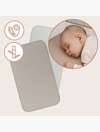 2 x Lenzuola con angoli in bambù per lettino per bambini - LIONELO - Co-sleeping e culla - 80 x 40 c
