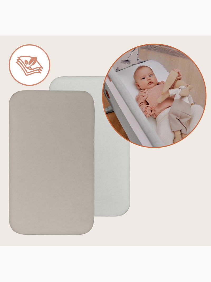 2 x Lenzuola con angoli in bambù per lettino per bambini - LIONELO - Co-sleeping e culla - 80 x 40 c Beige/Bianco - Kiabi