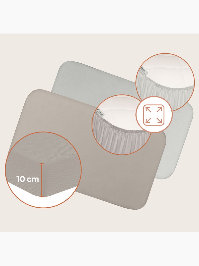 2 x Lenzuola con angoli in bambù per lettino per bambini - LIONELO - Co-sleeping e culla - 80 x 40 c Beige/Bianco - Kiabi