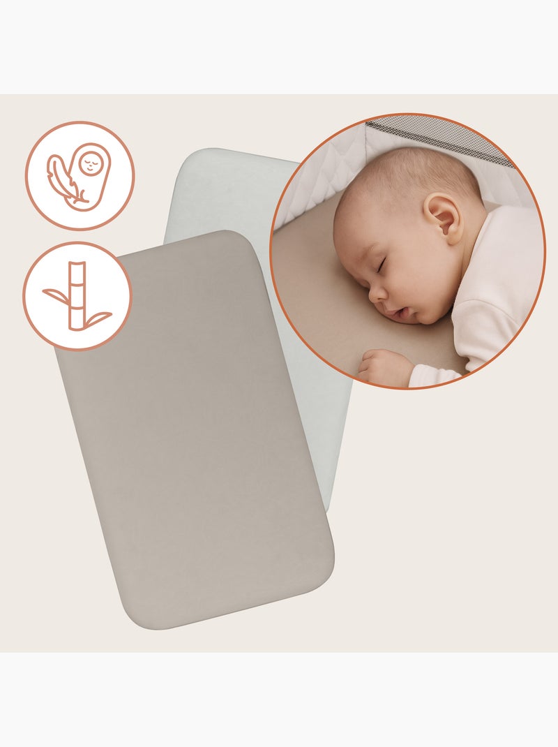 2 x Lenzuola con angoli in bambù per lettino per bambini - LIONELO - Co-sleeping e culla - 80 x 40 c Beige/Bianco - Kiabi