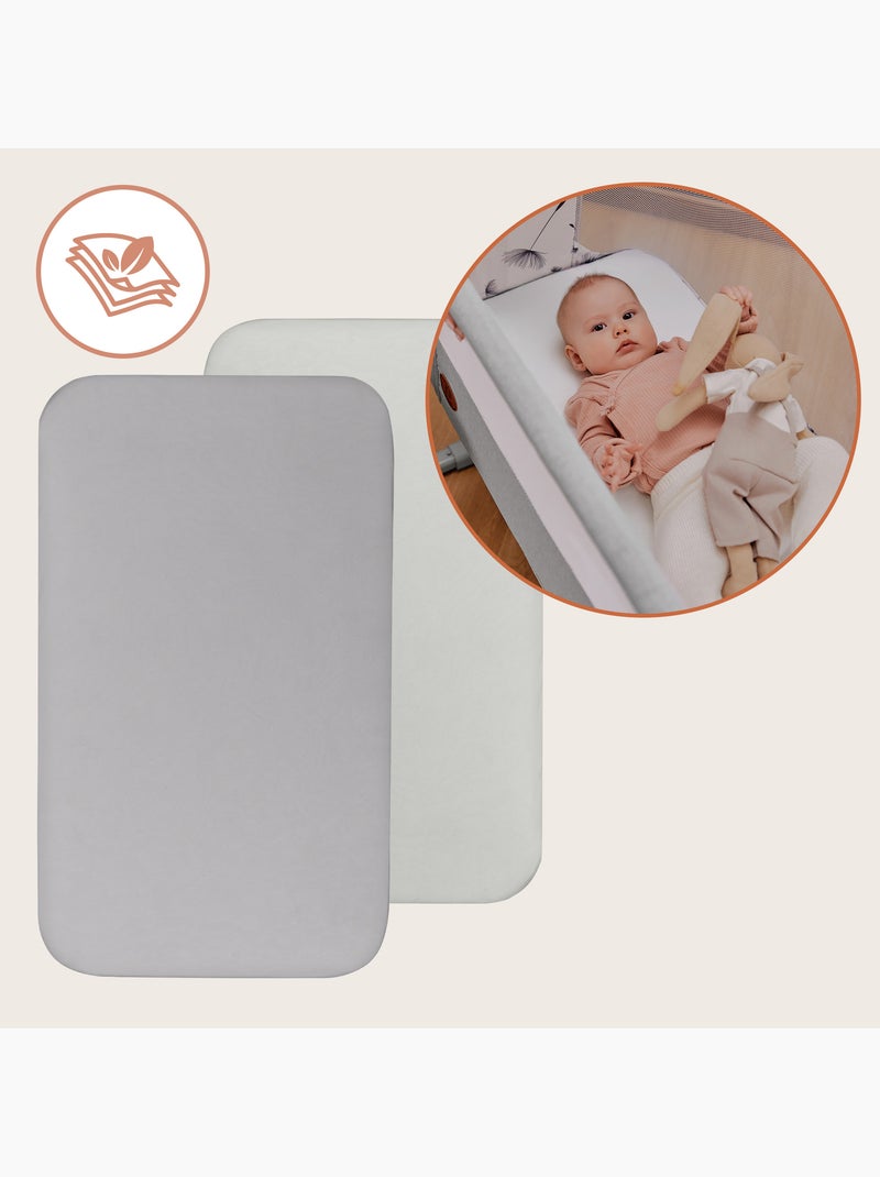 2 x Lenzuola con angoli in bambù per lettino per bambini - LIONELO - Co-sleeping e culla - 80 x 40 c Grigio bianco - Kiabi