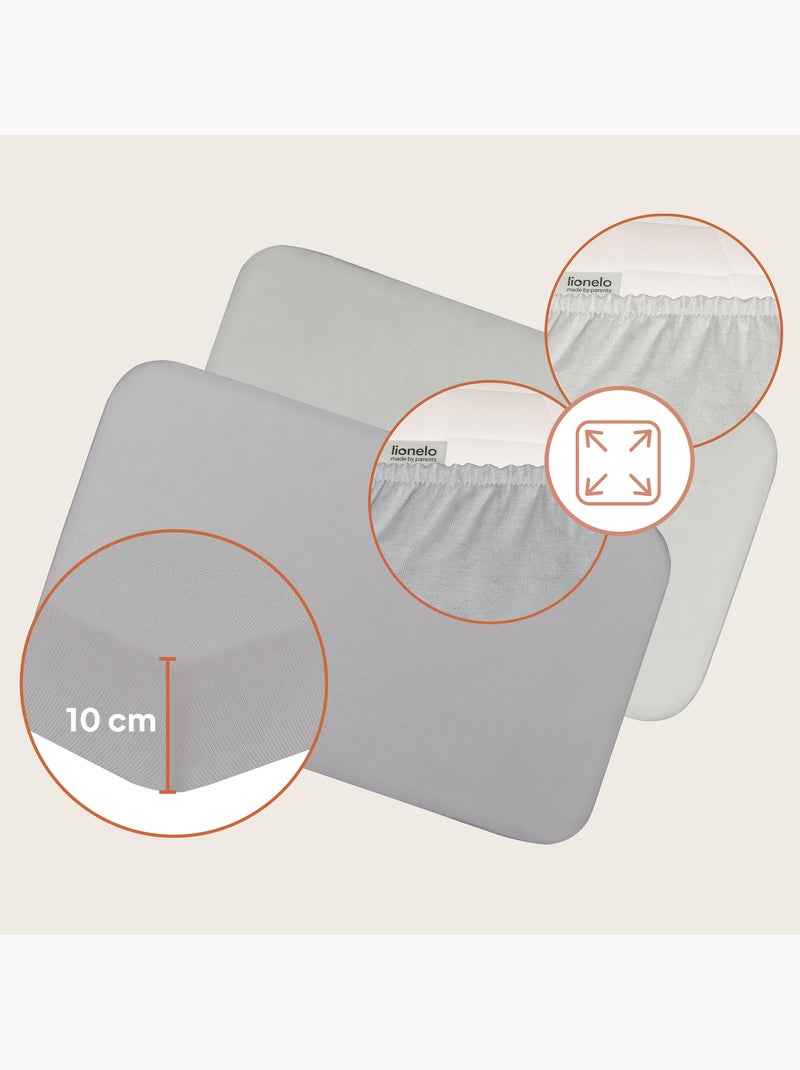 2 x Lenzuola con angoli in bambù per lettino per bambini - LIONELO - Co-sleeping e culla - 80 x 40 c Grigio bianco - Kiabi