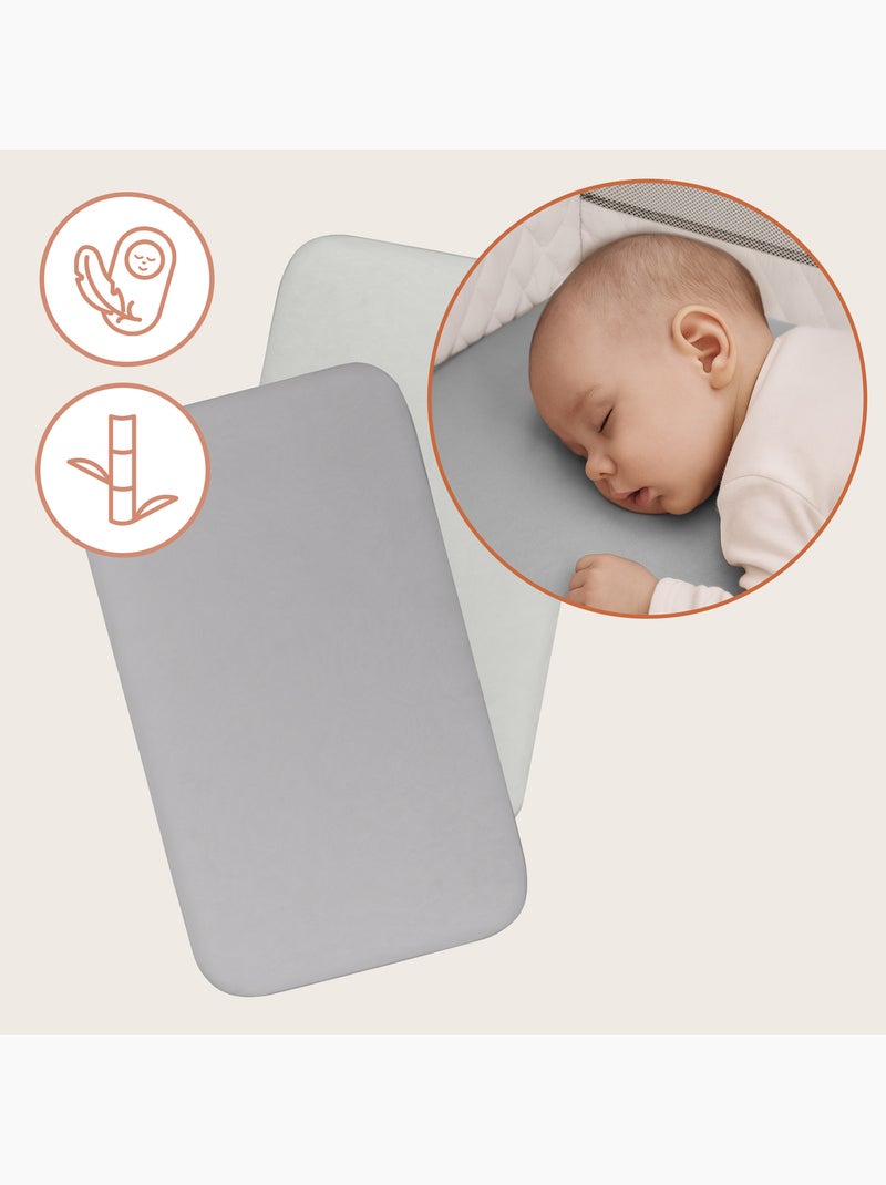 2 x Lenzuola con angoli in bambù per lettino per bambini - LIONELO - Co-sleeping e culla - 80 x 40 c Grigio bianco - Kiabi