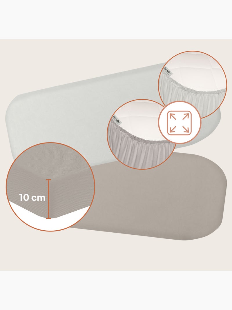 2 x Lenzuoli con angoli in bambù per culle - LIONELO - Universali - 70 x 30 cm Beige/Bianco - Kiabi