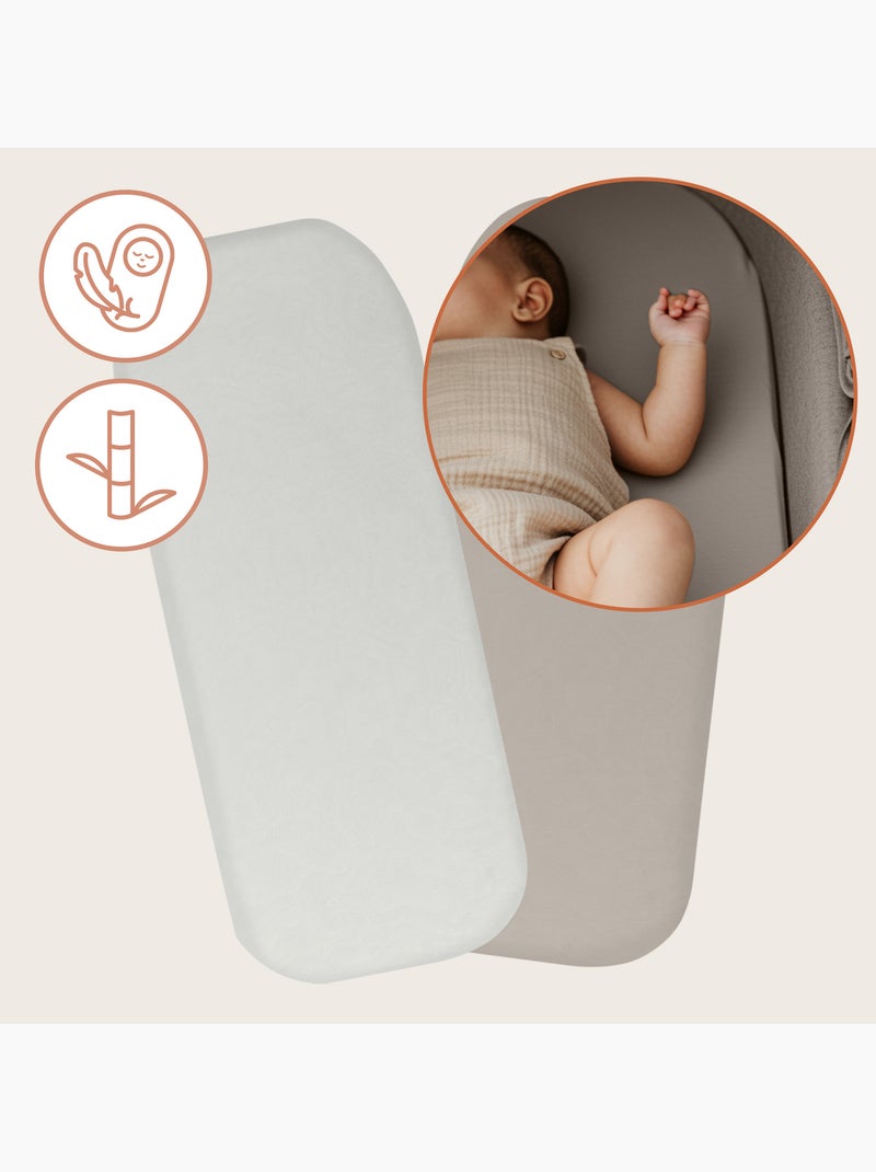 2 x Lenzuoli con angoli in bambù per culle - LIONELO - Universali - 70 x 30 cm Beige/Bianco - Kiabi