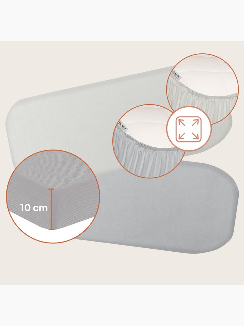 2 x Lenzuoli con angoli in bambù per culle - LIONELO - Universali - 70 x 30 cm Grigio bianco - Kiabi