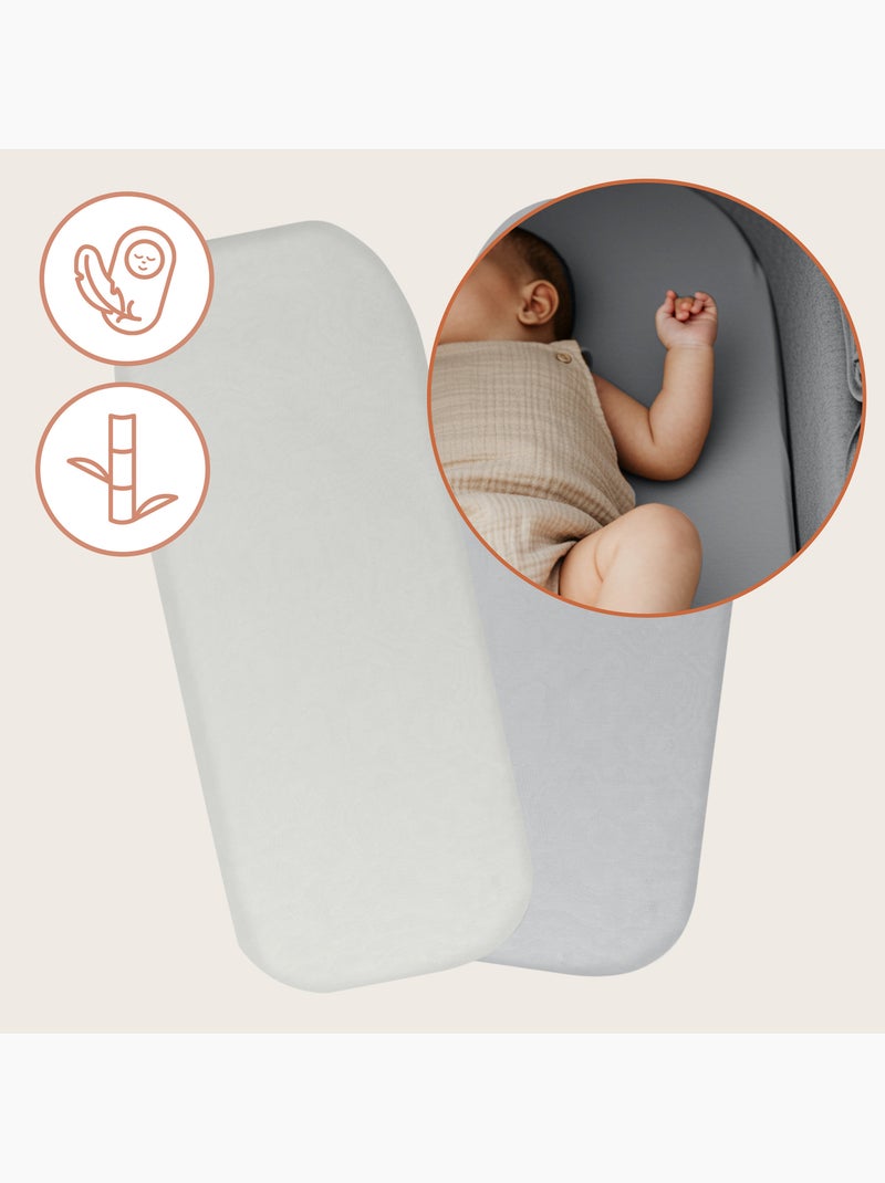 2 x Lenzuoli con angoli in bambù per culle - LIONELO - Universali - 70 x 30 cm Grigio bianco - Kiabi