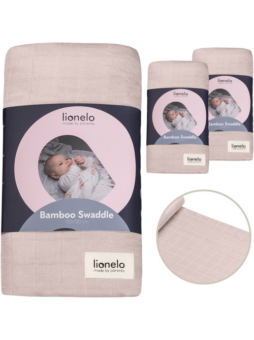 3 fasce per neonati in cotone e bambù naturale LIONELO - 120x120 - Kiabi