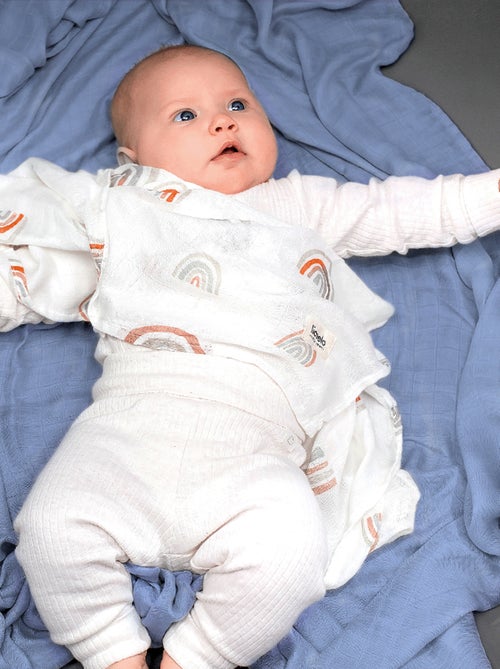 3 fasce per neonati in cotone e bambù naturale LIONELO - 120x120 - Kiabi