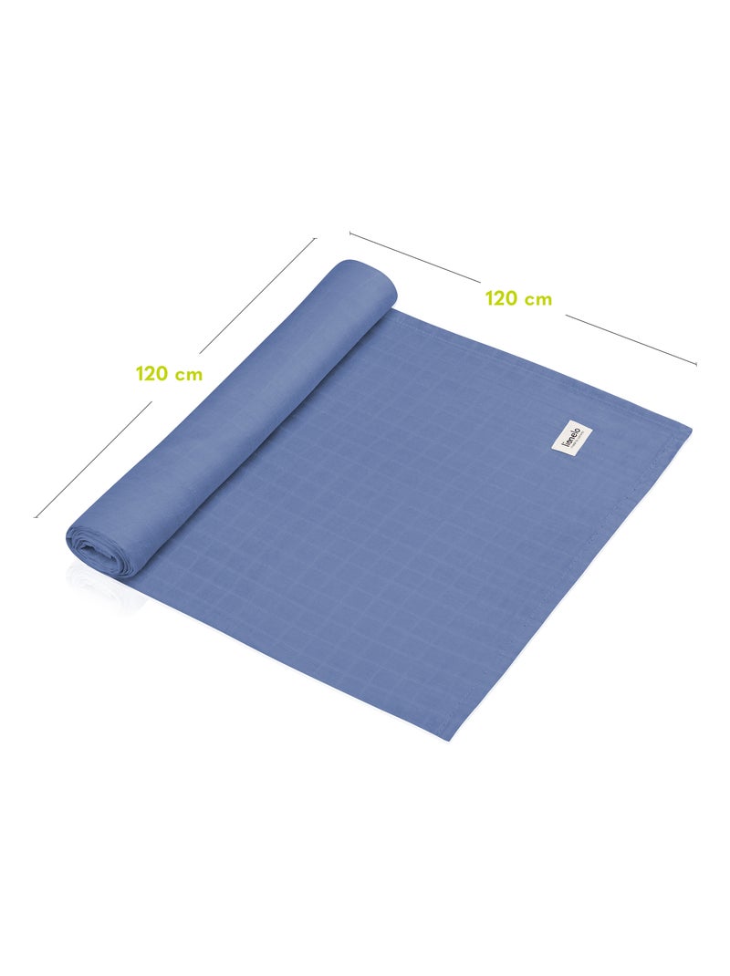 3 fasce per neonati in cotone e bambù naturale LIONELO - 120x120 Blu - Kiabi