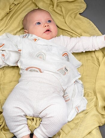 3 fasce per neonati in cotone e bambù naturale LIONELO - 120x120