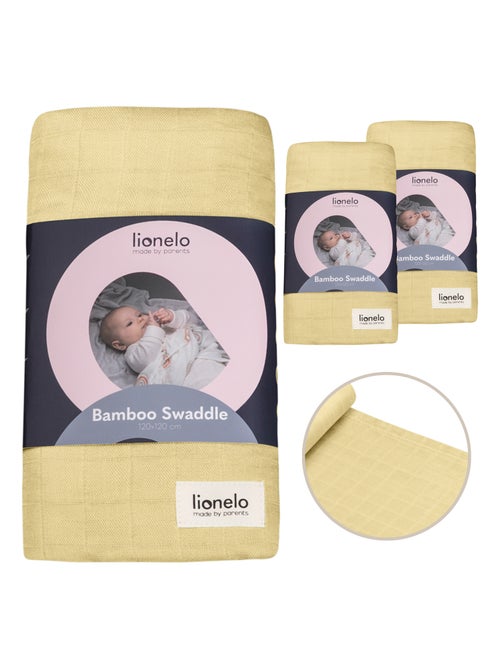 3 fasce per neonati in cotone e bambù naturale LIONELO - 120x120 - Kiabi
