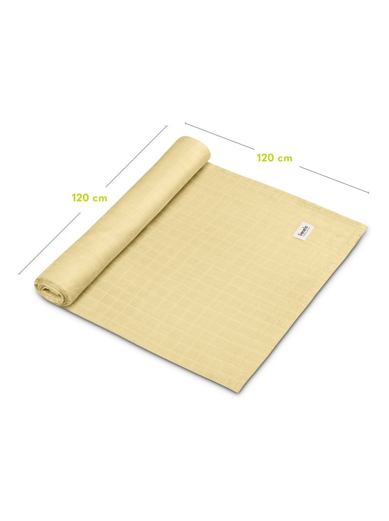 3 fasce per neonati in cotone e bambù naturale LIONELO - 120x120 Giallo - Kiabi