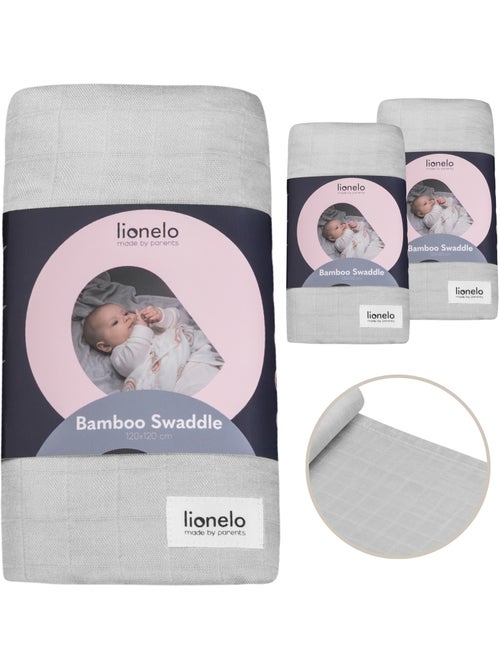 3 fasce per neonati in cotone e bambù naturale LIONELO - 120x120 - Kiabi