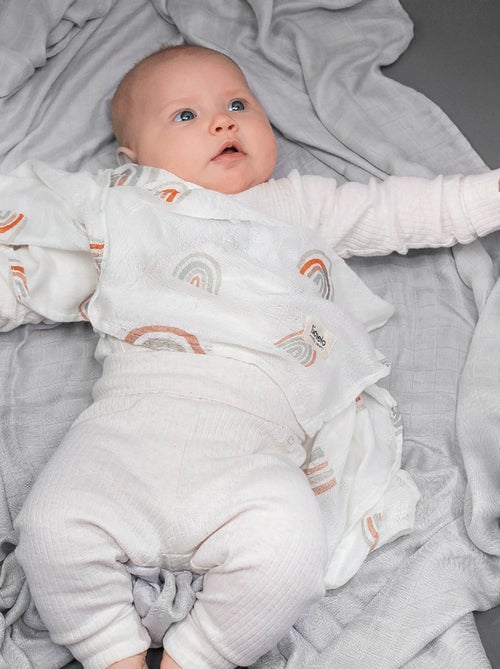 3 fasce per neonati in cotone e bambù naturale LIONELO - 120x120 - Kiabi