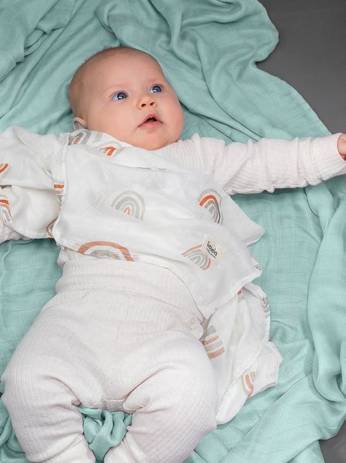 3 fasce per neonati in cotone e bambù naturale LIONELO - 120x120 - Kiabi