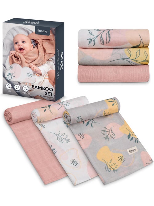 3 fasce per neonati in cotone e bambù naturale LIONELO - 70x70 cm - Antibatteriche - Kiabi