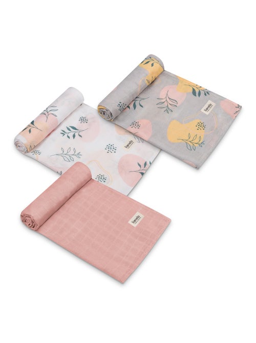3 fasce per neonati in cotone e bambù naturale LIONELO - 70x70 cm - Antibatteriche - Kiabi