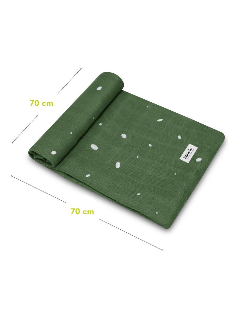 3 fasce per neonati in cotone e bambù naturale LIONELO - 70x70 cm - Antibatteriche Bianco/Giallo/Verde - Kiabi