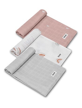 3 fasce per neonati in cotone e bambù naturale LIONELO - 70x70 cm - Antibatteriche