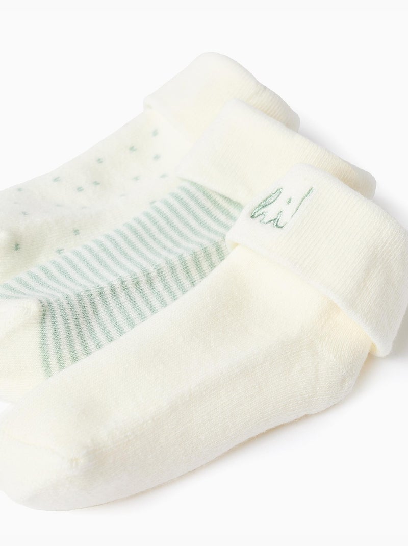 3 Paia di calzini con polsino ripiegato Bianco Verde - Kiabi