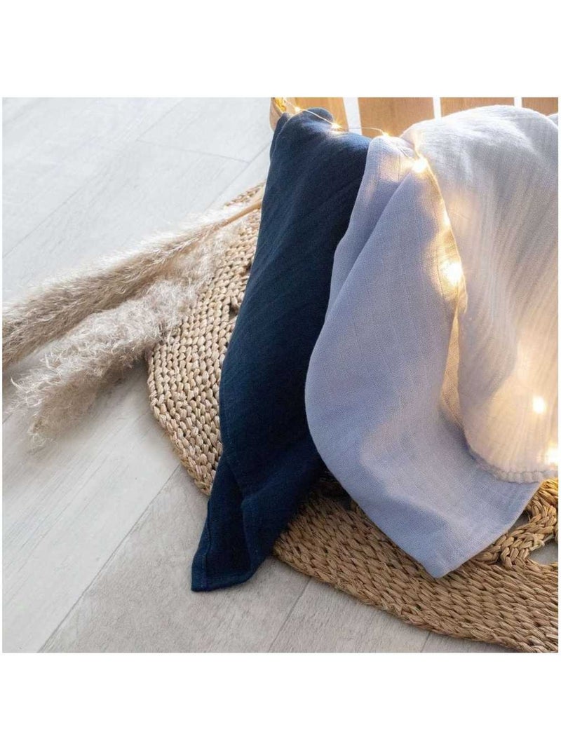 3 teli mussola di cotone Blu cielo - Kiabi