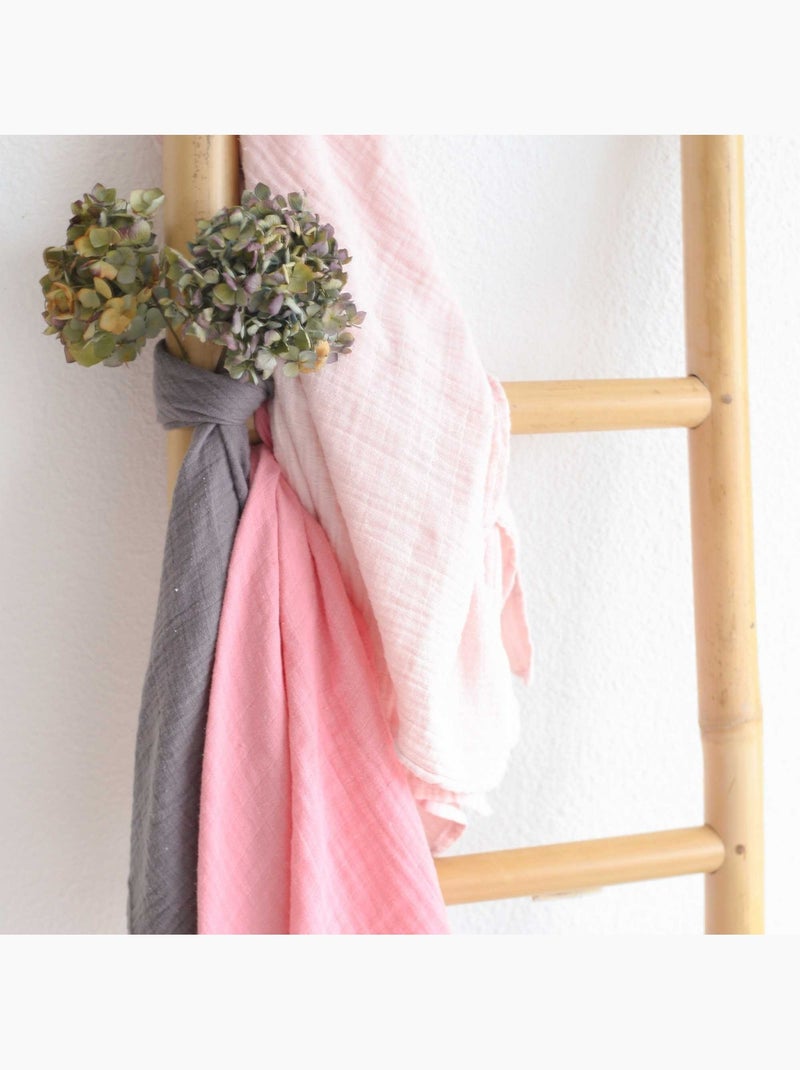 3 teli mussola di cotone Rosa pallido - Kiabi