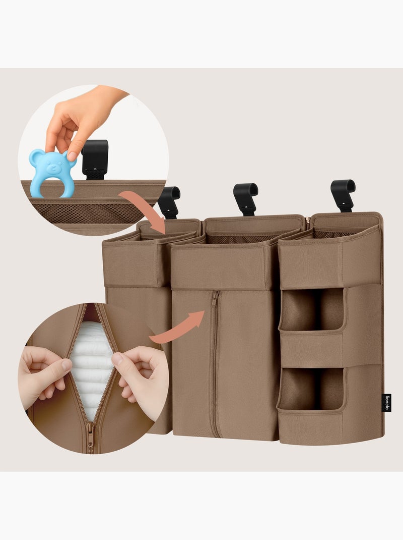 3 x LIONELO Sidepocket Organizer da appendere per culla - Porta pannolini - Cestino Beige - Kiabi